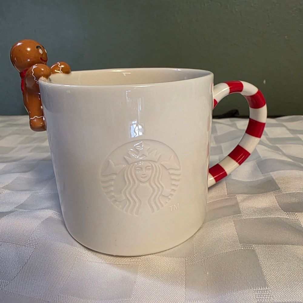 Nw/oT. Starbucks Gingerbread Holiday Mug with Candy Cane Handle.